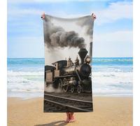 ERSTSNCK Steam Train Beach Towel Oversized 31" X 63" Absorbent Towels Quick Dry Pool Towel Lightweight Bath Towels Sandproof Beach Blanket for Gym Swimming Sports Travel Gifts