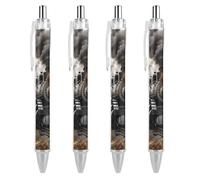 ERSTSNCK Steam Train Black Ballpoint Pens Fine Point (0.5mm) Black Ink Pen Retractable Ball Point Pens with Comfortable Full Grip for Journaling, And Office Writing Ideal 4 PCS