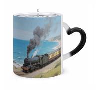 ERSTSNCK Steam Train by The Sea Color Changing Mug Heat Changing Coffee Mugs Funny Magic Cup Heat Sensitive Travel Mug Novelty Coffee Cups Personalized Customized Gift Idea for Men & Women 11 Oz