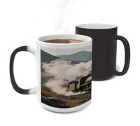 ERSTSNCK Steam Train in Mountains Color Changing Mug Heat Changing Coffee Mug Funny Magic Cup Heat Sensitive Travel Mugs Novelty Coffee Cups Personalized Customized Gift for Men Women 11 Oz