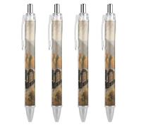 ERSTSNCK Steam Train in The Valley Black Ballpoint Pens Fine Point (0.5mm) Black Ink Pen Retractable Ball Point Pens with Comfortable Full Grip for Journaling, And Office Writing Ideal 4 PCS