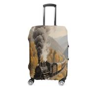 ERSTSNCK Steam Train in The Valley Luggage Suitcase Covers Elastic Washable Cute Luggage Protector Travel Suitcase Protective Cover For Adult (Fit 19-32 Inch Luggages), white, Small, Steam Train in