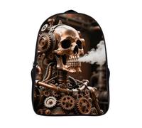 ERSTSNCK Steam Train Laptop Backpack for Travel Work, 16In Cute Bookbag, Computer Backpack, Casual Daypack, Steam - Punk Metal Skull, 40x28x16cm