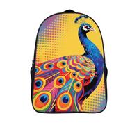 ERSTSNCK Steam Train Laptop Backpack for Travel Work, 16In Cute Bookbag, Computer Backpack, Casual Daypack, Peacock Pattern, 40x28x16cm