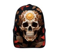 ERSTSNCK Steam Train Laptop Backpack for Travel Work, 16In Cute Bookbag, Computer Backpack, Casual Daypack, Sun Skull Decorated, 40x28x16cm