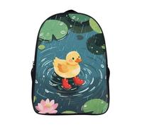 ERSTSNCK Steam Train Laptop Backpack for Travel Work, 16In Cute Bookbag, Computer Backpack, Casual Daypack, Duck in Rainy Pond, 40x28x16cm