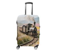 ERSTSNCK Steam Train Luggage Suitcase Covers Elastic Washable Cute Luggage Protector Travel Suitcase Protective Cover For Adult (Fit 19-32 Inch Luggages), white, M, Steam Train