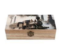 ERSTSNCK Steam Train Wooden Storage Box Elegant Retro Jewelry Box with Hinged Lid Decorative Keepsake Boxes Decor Handmade Organizer Boxes for Wedding, Party, Gift, Diy Craft, Home Decor