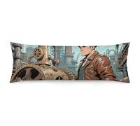 ERSTSNCK Steampunk Factory Body Pillow Pillowcase 20"x54" Lumbar Throw Pillow Covers with Hidden Zipper Breathable & Cozy Full Long Bodypillow Case Cover for Sleeping Bedroom Couch Sofa Decor