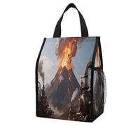 ERSTSNCK Steampunk Volcano Insulated Lunch Bag Leakproof Insulated Cooler Bags Reusable Cooler Tote Foldable Lunchbox for Adult Women Men for Work Travel Picnic