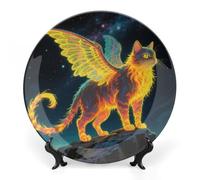 ERSTSNCK Strange Creature Ceramic Plate 6inch Decorative Bone China Wall Hanging Ornament Plates Bohemian Style Dinner Plate with Display Stand Cabinet Display Plates for Home Art Decor