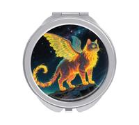 ERSTSNCK Strange Creature Compact Mirror for Purse, Double-Sided 1x/2x Magnifying Metal Pocket Makeup Mirrors, Folding Mini Vanity Mirror, Handheld Round Travel Cosmetic Mirrors for Women