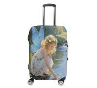 ERSTSNCK Stream Water Flower Fairy Luggage Suitcase Covers Elastic Washable Cute Luggage Protector Travel Suitcase Protective Cover For Adult (Fit 19-32 Inch Luggages), white, M, Stream Water Flower
