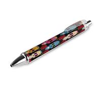 ERSTSNCK Sugar Skulls Black Ballpoint Pens Fine Point (0.5mm) Black Ink Pen Retractable Ball Point Pens with Comfortable Full Grip for Journaling, And Office Writing Ideal 1 PCS