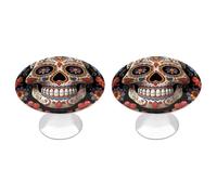 ERSTSNCK Sugar Skulls Cabinet Knobs, 2-Pack Silver Stainless Steel Drawer Pulls with Screws, Elegant Hardware for Dressers, Kitchen,Cabinets & Desks