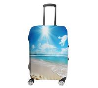 ERSTSNCK Summer Beach Luggage Suitcase Covers Elastic Washable Cute Luggage Protector Travel Suitcase Protective Cover For Adult (Fit 19-32 Inch Luggages) X-Large, white, S, Summer Beach