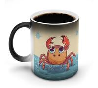 ERSTSNCK Summer Cartoon Crab Color Changing Mug 11 Oz Heat Changing Coffee Mugs Funny Magic Cup Heat Sensitive Ceramics Mug Novelty Coffee Cups Personalized Customized Gift Idea for Men & Women