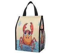 ERSTSNCK Summer Cartoon Crab Insulated Lunch Bag Leakproof Insulated Cooler Bags Reusable Cooler Tote Foldable Lunchbox for Adult Women Men for Work Travel Picnic
