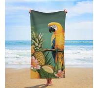 ERSTSNCK Summer Parrot Pineapple Bird Beach Towel Oversized 31" X 63" Absorbent Towels Quick Dry Pool Towel Lightweight Bath Towels Sandproof Beach Blanket for Gym Swimming Sports Travel Gifts