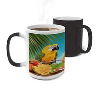 ERSTSNCK Summer Parrot Pineapple Birds Color Changing Mug Heat Changing Coffee Mug Funny Magic Cup Heat Sensitive Travel Mugs Novelty Coffee Cups Personalized Customized Gift for Men Women 11 Oz