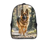 ERSTSNCK Sun And Moon Laptop Backpack for Travel Work, 16In Cute Bookbag, Computer Backpack, Casual Daypack, Running German Shepherd Dog, 40x28x16cm