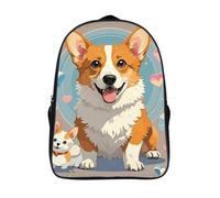 ERSTSNCK Sun And Moon Laptop Backpack for Travel Work, 16In Cute Bookbag, Computer Backpack, Casual Daypack, Cute Corgi Dog Illustration, 40x28x16cm