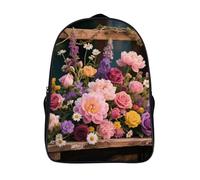 ERSTSNCK Sun And Moon Laptop Backpack for Travel Work, 16In Cute Bookbag, Computer Backpack, Casual Daypack, Retro Flowers, 40x28x16cm