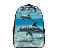 ERSTSNCK Sun And Moon Laptop Backpack for Travel Work, 16In Cute Bookbag, Computer Backpack, Casual Daypack, Dolphins, 40x28x16cm