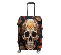 ERSTSNCK Sun Skull Decorated Luggage Suitcase Covers Elastic Washable Cute Luggage Protector Travel Suitcase Protective Cover For Adult (Fit 19-32 Inch Luggages), white, L, Sun Skull Decorated