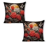ERSTSNCK Sun-Soaked Colors Pillow Covers 18"x18"（2pcs） Linen Throw Pillow Covers - Double Sided Decorative Square Cushion Cases for Sofa, Bed, Chair (No Insert Included)