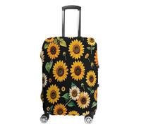 ERSTSNCK Sunflower Floral Luggage Suitcase Covers Elastic Washable Cute Luggage Protector Travel Suitcase Protective Cover For Adult (Fit 19-32 Inch Luggages) X-Large, white, M, Sunflower Floral