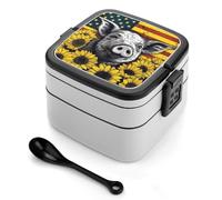 ERSTSNCK Sunflower Pets Bento Box 1000ml Leak Proof Lunch Container with Removable Dividers & Spoon - BPA-Free PP Stackable Lunch Box for Work, Office, Picnic, Travel, Dining Out