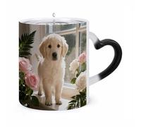 ERSTSNCK Sunny Windowsill Dog Color Changing Mug Heat Changing Coffee Mugs Funny Magic Cup Heat Sensitive Travel Mug Novelty Coffee Cups Personalized Customized Gift Idea for Men & Women 11 Oz