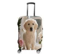ERSTSNCK Sunny Windowsill Dog Luggage Suitcase Covers Elastic Washable Cute Luggage Protector Travel Suitcase Protective Cover For Adult (Fit 19-32 Inch Luggages), white, XL, Sunny Windowsill Dog
