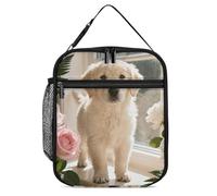 ERSTSNCK Sunny Windowsill Dog Lunch Bag for Adults Reusable Insulated Lunchbox Leakproof Small Lunch Box Tote for Men & Women Portable Food Cooler Bag for Work, Office, Picnics