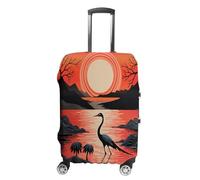 ERSTSNCK Sunrise with Flamingos Luggage Suitcase Covers Elastic Washable Cute Luggage Protector Travel Suitcase Protective Cover For Adult (Fit 19-32 Inch Luggages) X-Large, white, L, Sunrise With