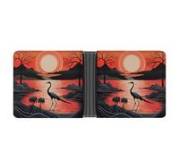 ERSTSNCK Sunrise with Flamingos Wallet for Men Bifold Rfid Blocking Slim Money Clip Front Pocket Wallet Card Holder
