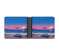ERSTSNCK Sunset at The Seaside Wallet for Men Bifold Rfid Blocking Slim Money Clip Front Pocket Wallet Card Holder