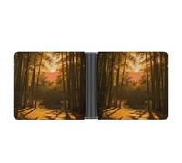 ERSTSNCK Sunset Bamboo Grove Wallet for Men Bifold Rfid Blocking Slim Money Clip Front Pocket Wallet Card Holder