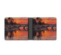ERSTSNCK Sunset Bridge Reflection Wallet for Men Bifold Rfid Blocking Slim Money Clip Front Pocket Wallet Card Holder