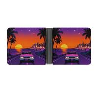 ERSTSNCK Sunset Highway by The Sea Wallet for Men Bifold Rfid Blocking Slim Money Clip Front Pocket Wallet Card Holder