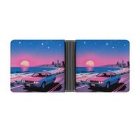 ERSTSNCK Sunset on The Seaside Highway Wallet for Men Bifold Rfid Blocking Slim Money Clip Front Pocket Wallet Card Holder