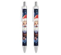 ERSTSNCK Super Cute Santa Claus Black Ballpoint Pens Fine Point (0.5mm) Black Ink Pen Retractable Ball Point Pens with Comfortable Full Grip for Journaling, And Office Writing Ideal 2 PCS
