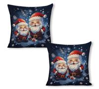 ERSTSNCK Super Cute Santa Claus Pillow Covers 18"x18"（2pcs） Linen Throw Pillow Covers - Double Sided Decorative Square Cushion Cases for Sofa, Bed, Chair (No Insert Included)