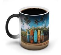 ERSTSNCK Surf's Up Surfboard Color Changing Mug 11 Oz Heat Changing Coffee Mugs Funny Magic Cup Heat Sensitive Ceramics Mug Novelty Coffee Cups Personalized Customized Gift Idea for Men & Women