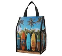 ERSTSNCK Surf's Up Surfboard Insulated Lunch Bag Leakproof Insulated Cooler Bags Reusable Cooler Tote Foldable Lunchbox for Adult Women Men for Work Travel Picnic
