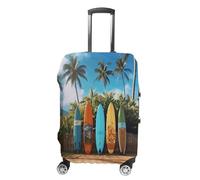 ERSTSNCK Surf's Up Surfboard Luggage Suitcase Covers Elastic Washable Cute Luggage Protector Travel Suitcase Protective Cover For Adult (Fit 19-32 Inch Luggages), white, L, Surf's Up Surfboard