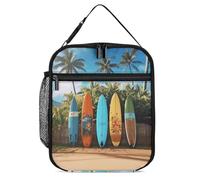 ERSTSNCK Surf's Up Surfboard Lunch Bag for Adults Reusable Insulated Lunchbox Leakproof Small Lunch Box Tote for Men & Women Portable Food Cooler Bag for Work, Office, Picnics