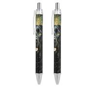 ERSTSNCK Surrounded by Green Splash Circle Black Ballpoint Pens Fine Point (0.5mm) Black Ink Pen Retractable Ball Point Pens with Comfortable Full Grip for Journaling, And Office Writing Ideal 2 PCS