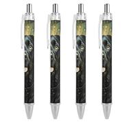 ERSTSNCK Surrounded by Green Splash Circle Black Ballpoint Pens Fine Point (0.5mm) Black Ink Pen Retractable Ball Point Pens with Comfortable Full Grip for Journaling, And Office Writing Ideal 4 PCS